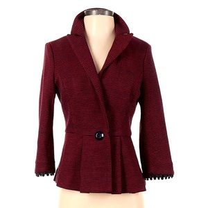 Tabitha Peplum Red Navy Knit Blazer Jacket Anthropologie